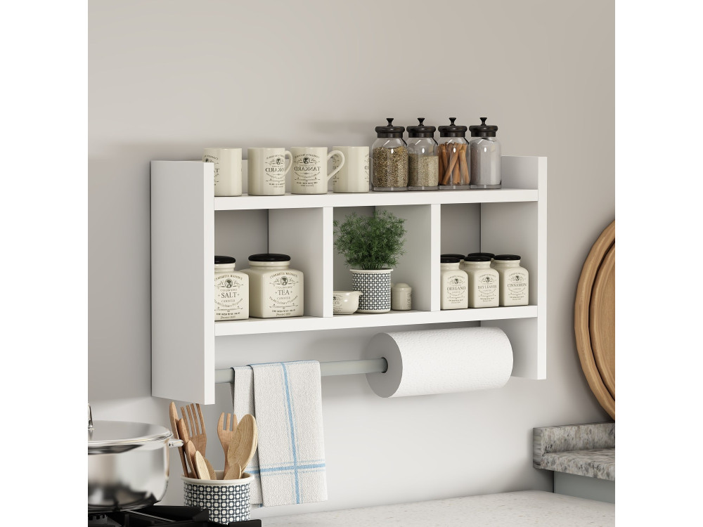 Estantería de pared de madera "Asya" - 63 x 14 x 35 cm - Blanco