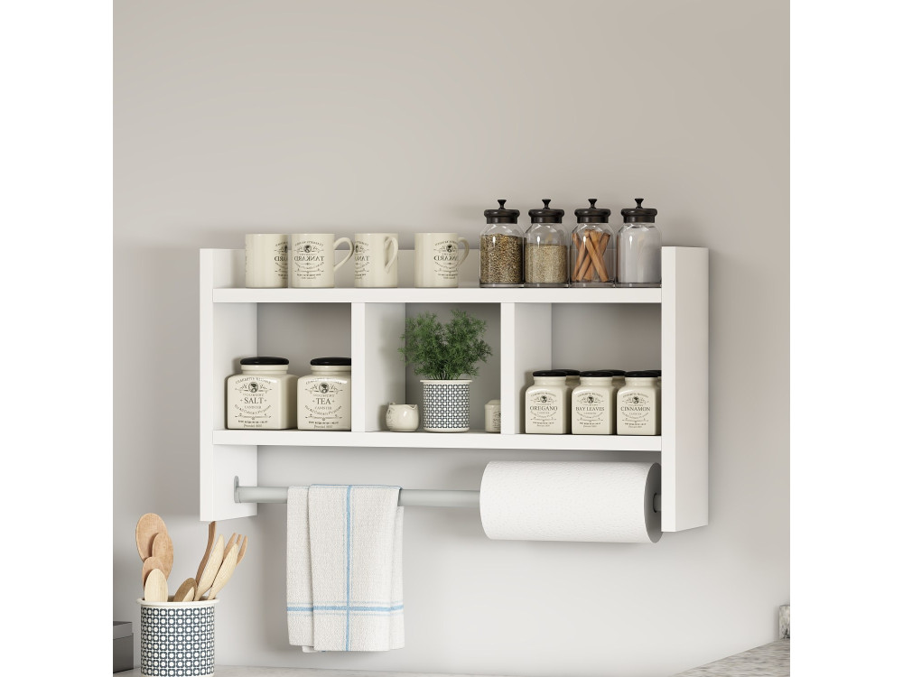 Estantería de pared de madera "Asya" - 63 x 14 x 35 cm - Blanco