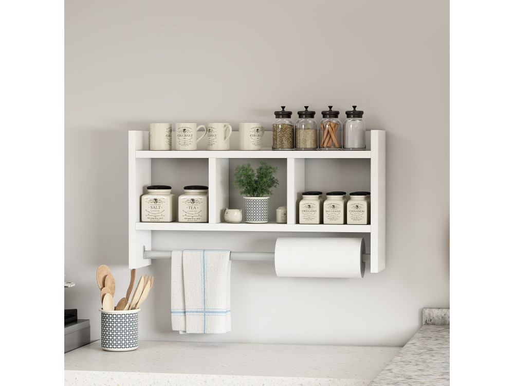 Estantería de pared de madera "Asya" - 63 x 14 x 35 cm - Blanco