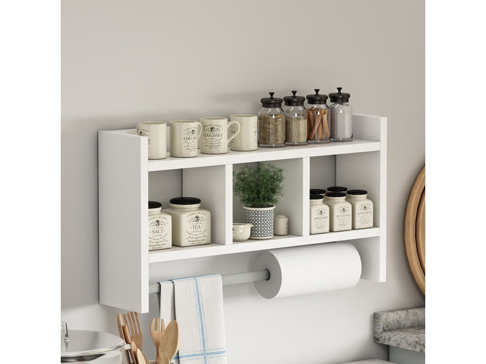 Estantería de pared de madera "Asya" - 63 x 14 x 35 cm - Blanco