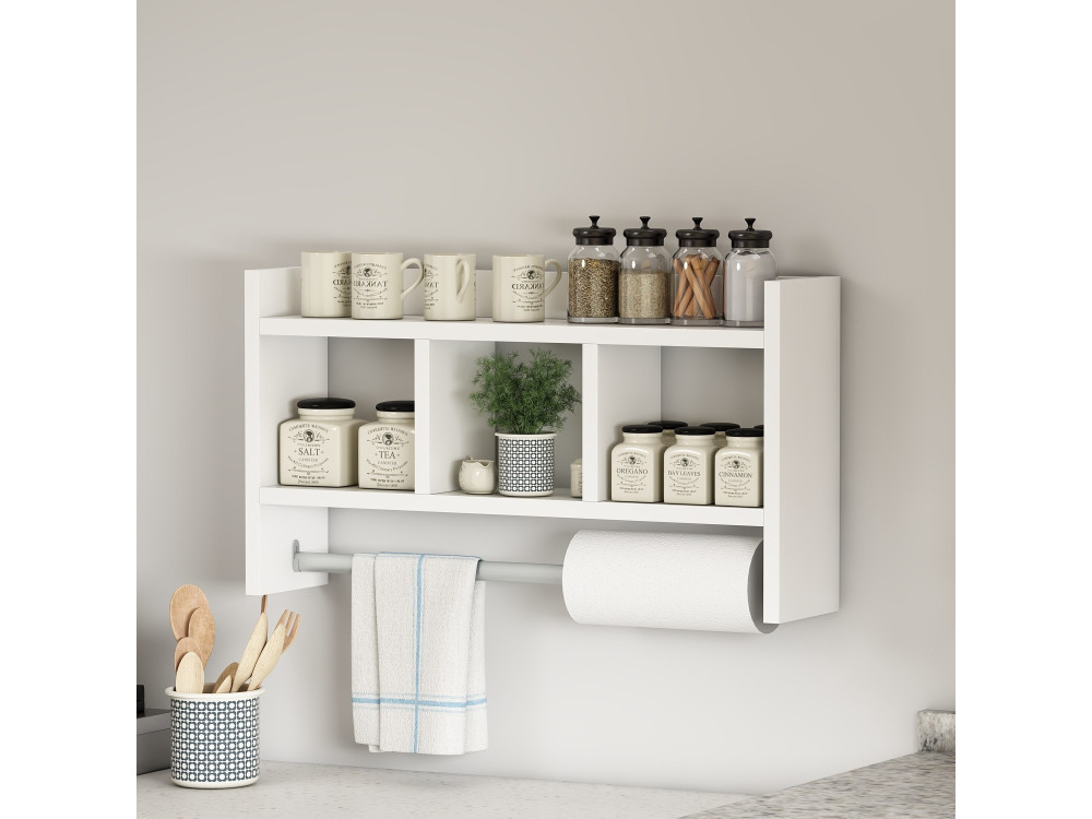 Estantería de pared de madera "Asya" - 63 x 14 x 35 cm - Blanco