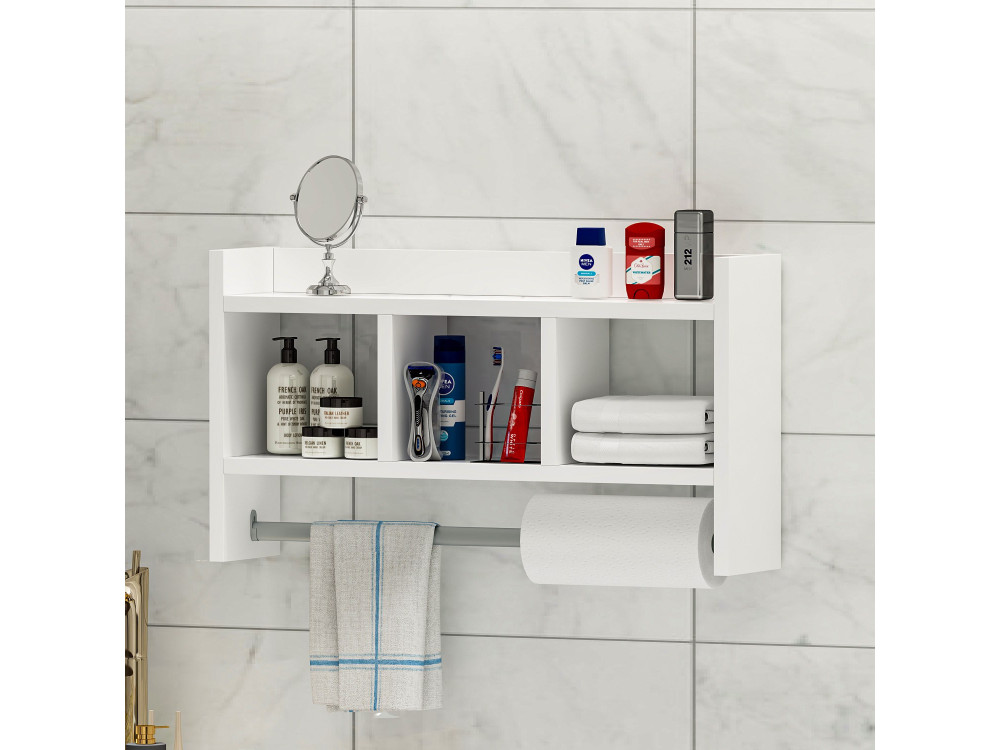 Estantería de pared de madera "Asya" - 63 x 14 x 35 cm - Blanco