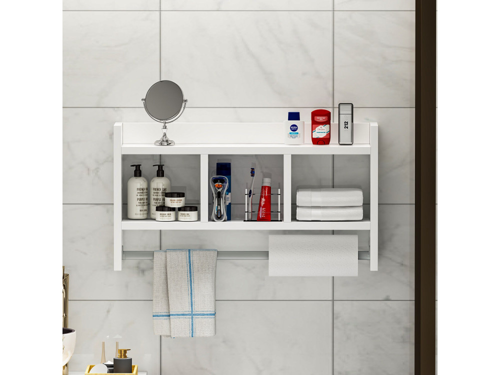 Estantería de pared de madera "Asya" - 63 x 14 x 35 cm - Blanco