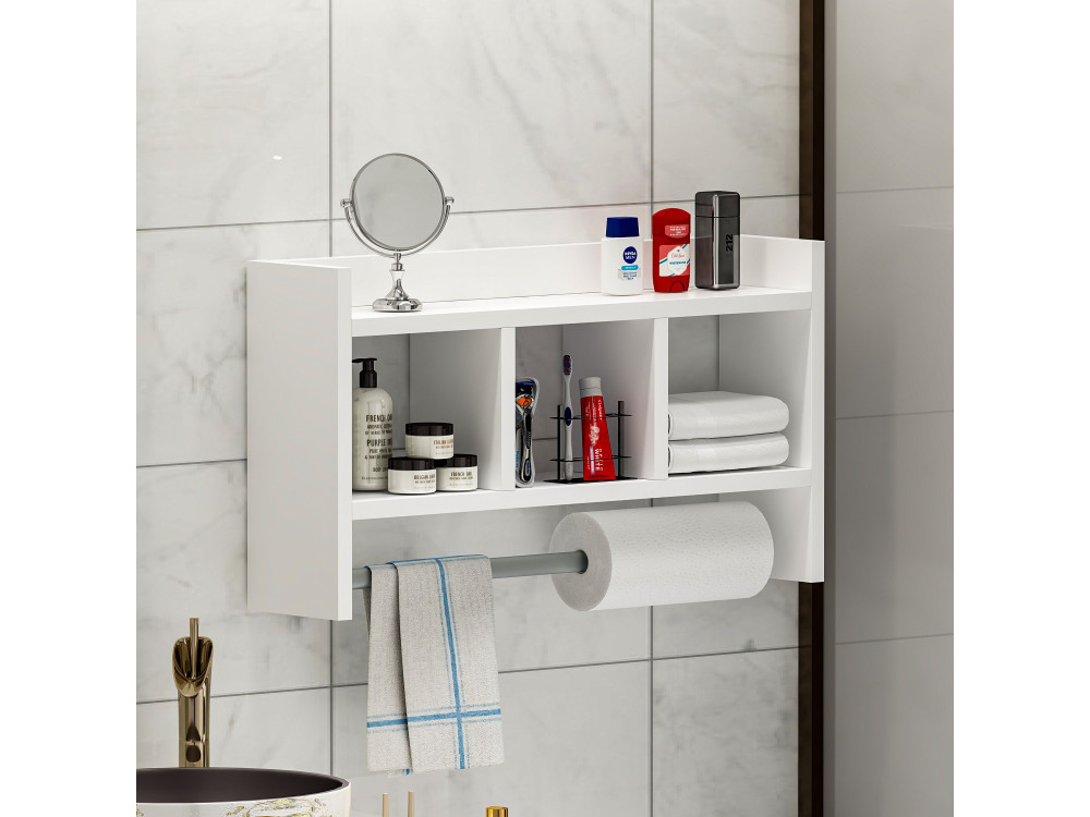 Estantería de pared de madera "Asya" - 63 x 14 x 35 cm - Blanco