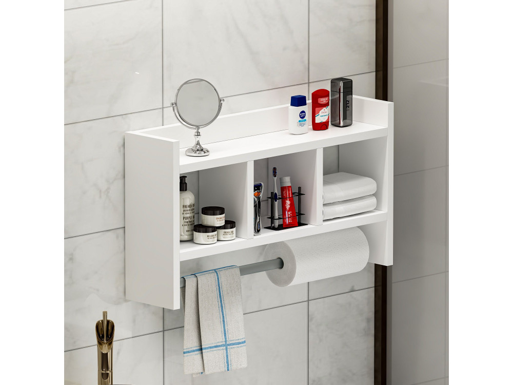 Estantería de pared de madera "Asya" - 63 x 14 x 35 cm - Blanco