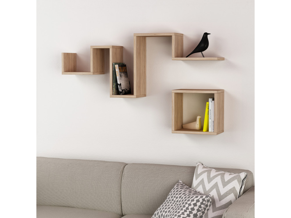 Estante de pared de madera "Follow" - 116 x 20 x 45 cm - Marrón