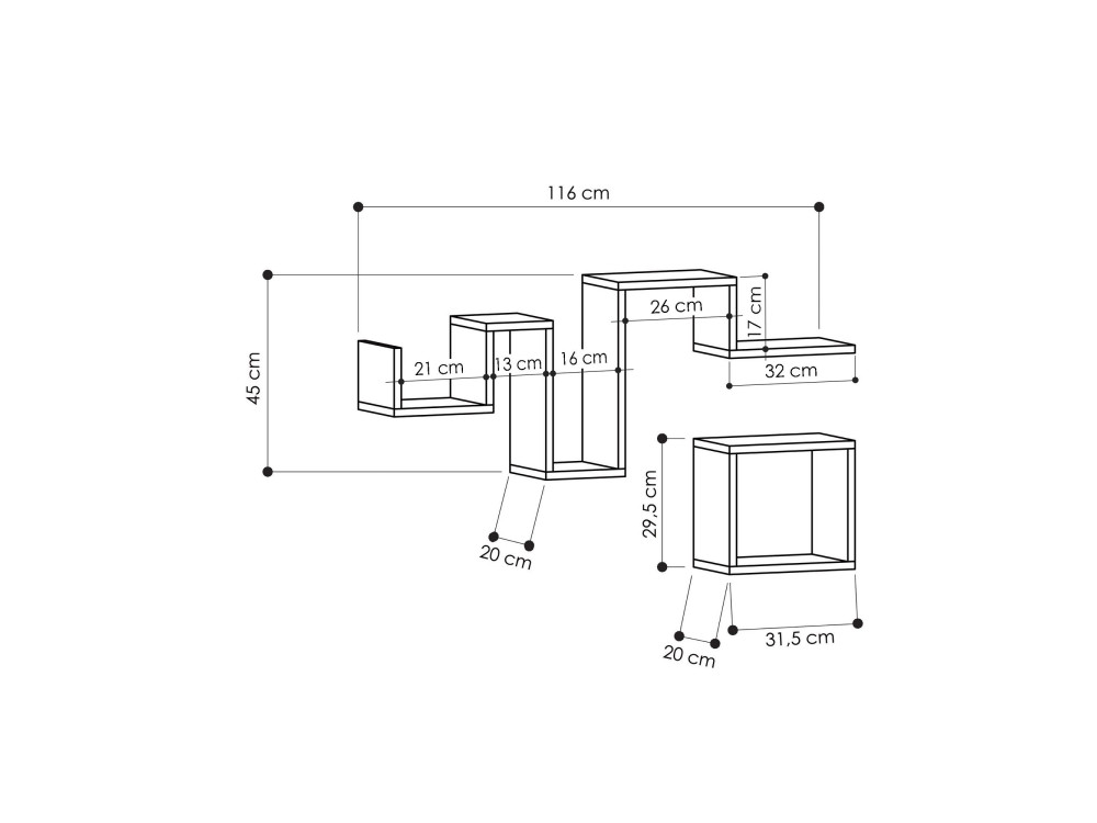 Estante de pared de madera "Follow" - 116 x 20 x 45 cm - Marrón
