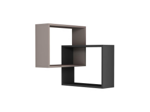 Lote de 2 estantes esquineros de madera "Ring" - 68 x 60 x 68 cm - Marrón moca claro