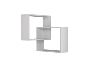 Lote de 2 estantes esquineros de madera "Ring" - 68 x 60 x 68 cm - Blanco