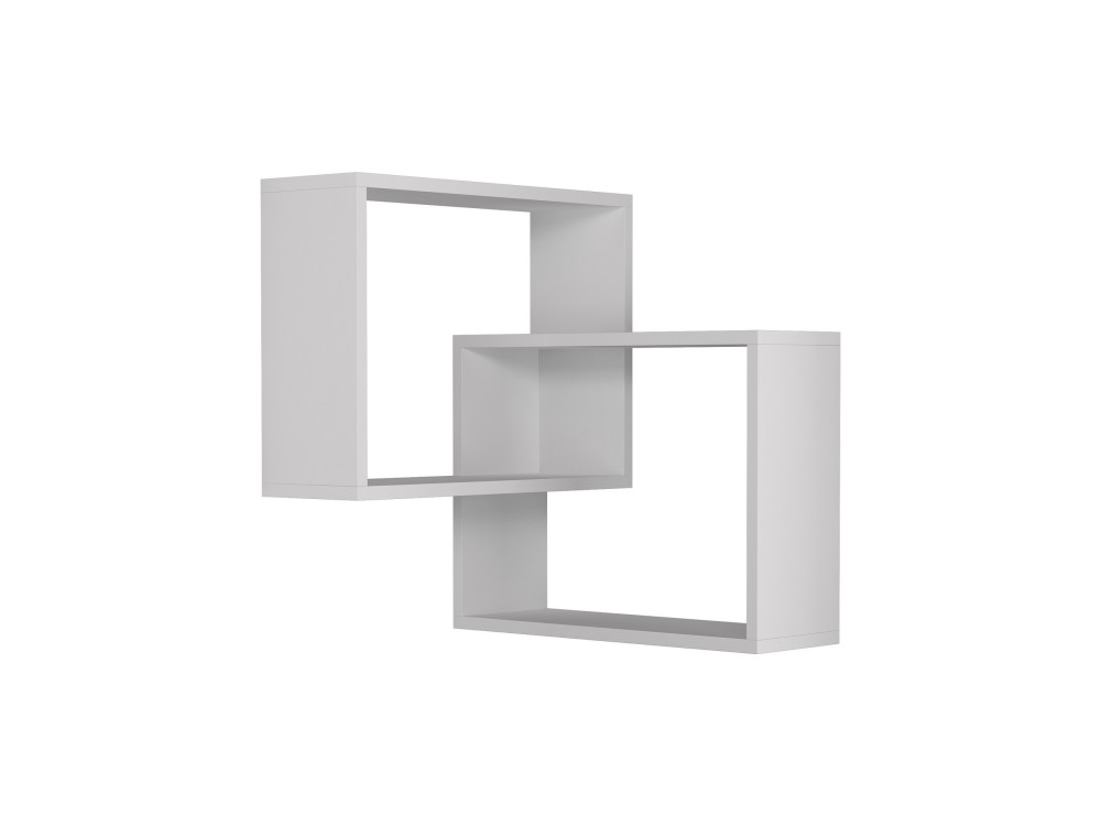 Lote de 2 estantes esquineros de madera "Ring" - 68 x 60 x 68 cm - Blanco