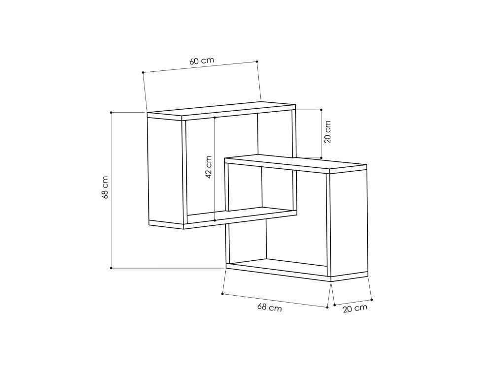 Lote de 2 estantes esquineros de madera "Ring" - 68 x 60 x 68 cm - Blanco