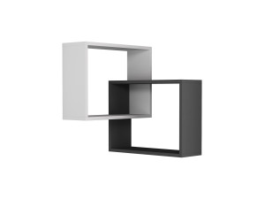 Lote de 2 estanterías esquineras de madera "Ring" - 68 x 60 x 68 cm - Gris antracita
