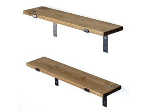 Lote de 2 estanterías murales de madera "Looby" - 60 x 14 x 16 cm - Marrón