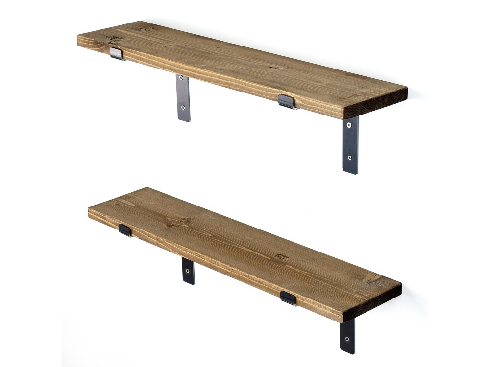 Lote de 2 estanterías murales de madera "Looby" - 60 x 14 x 16 cm - Marrón