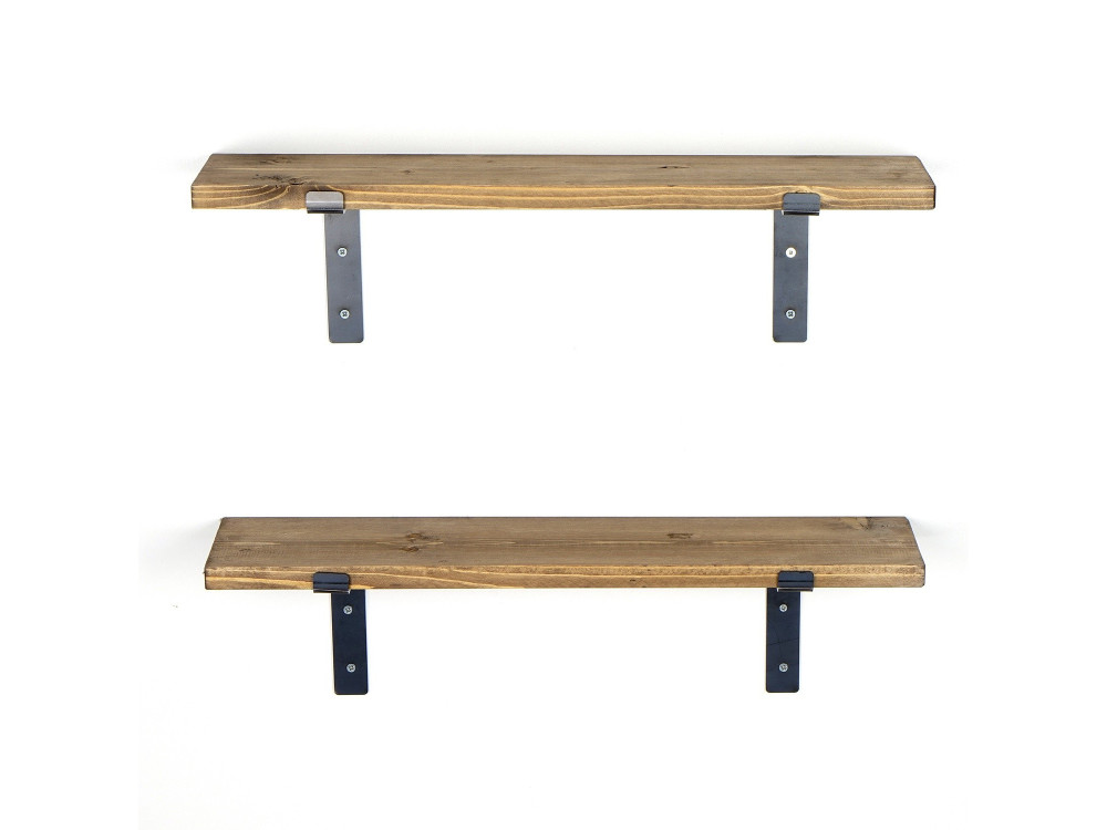 Lote de 2 estanterías murales de madera "Looby" - 60 x 14 x 16 cm - Marrón