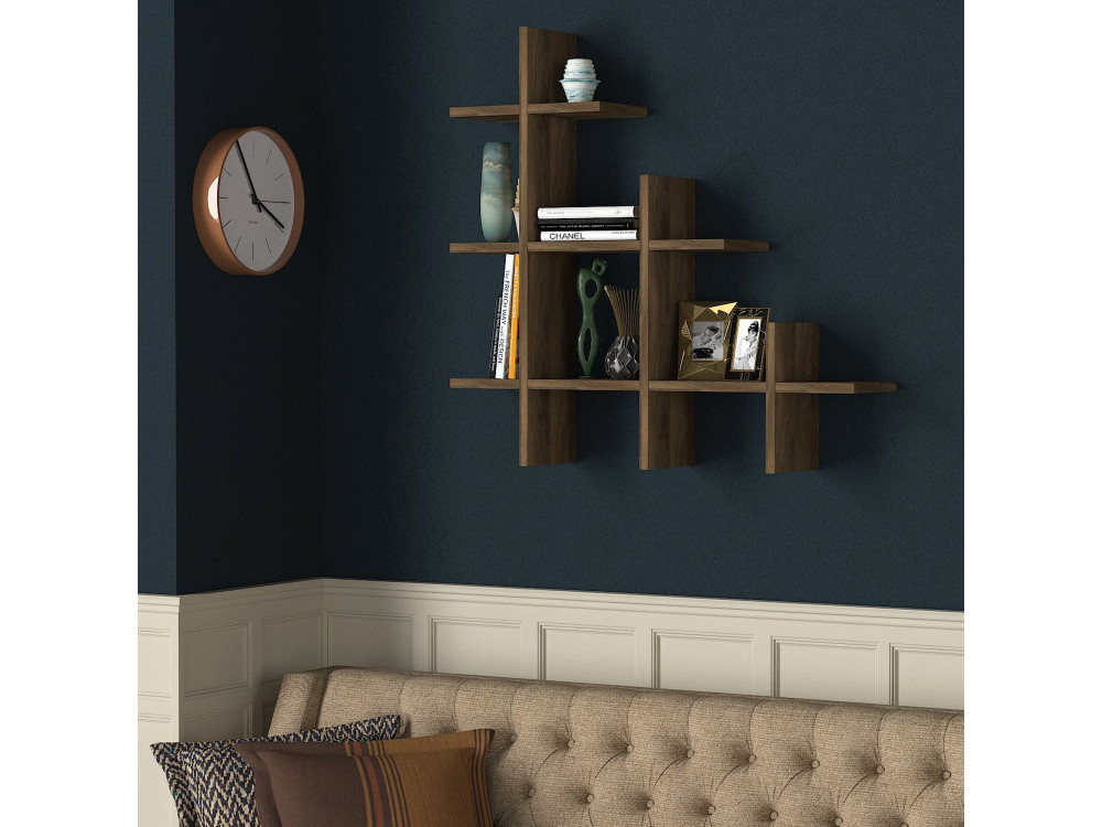 Estantería de pared de madera "Juke" - 76 x 18 x 80 cm - Marrón