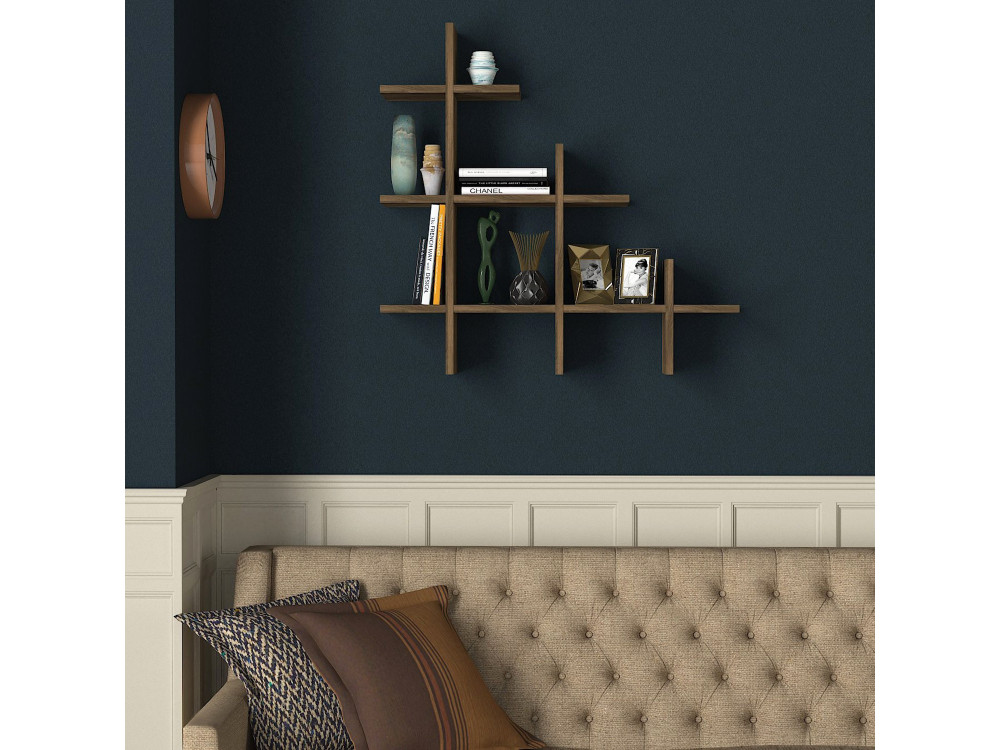 Estantería de pared de madera "Juke" - 76 x 18 x 80 cm - Marrón