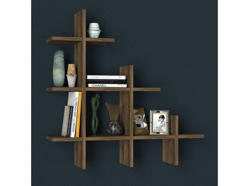 Estantería de pared de madera "Juke" - 76 x 18 x 80 cm - Marrón