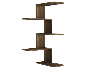 Estantería esquinera de pared de madera "Caniko" - 51 x 29 x 109 cm - Marrón