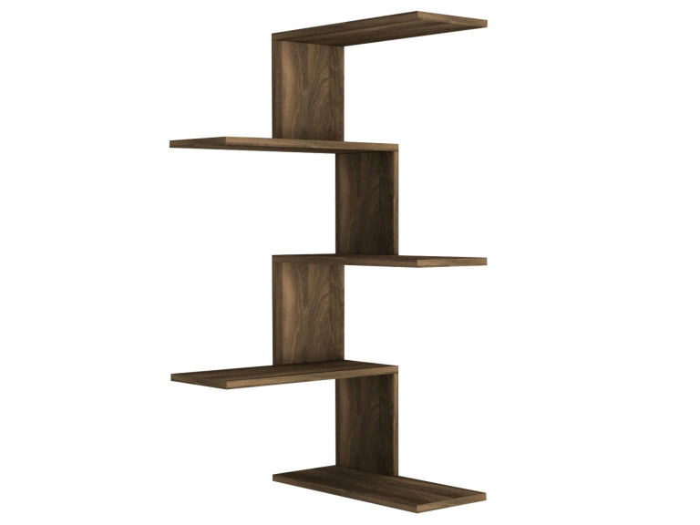Estantería esquinera de pared de madera "Caniko" - 51 x 29 x 109 cm - Marrón