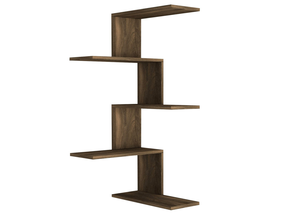 Estantería esquinera de pared de madera "Caniko" - 51 x 29 x 109 cm - Marrón