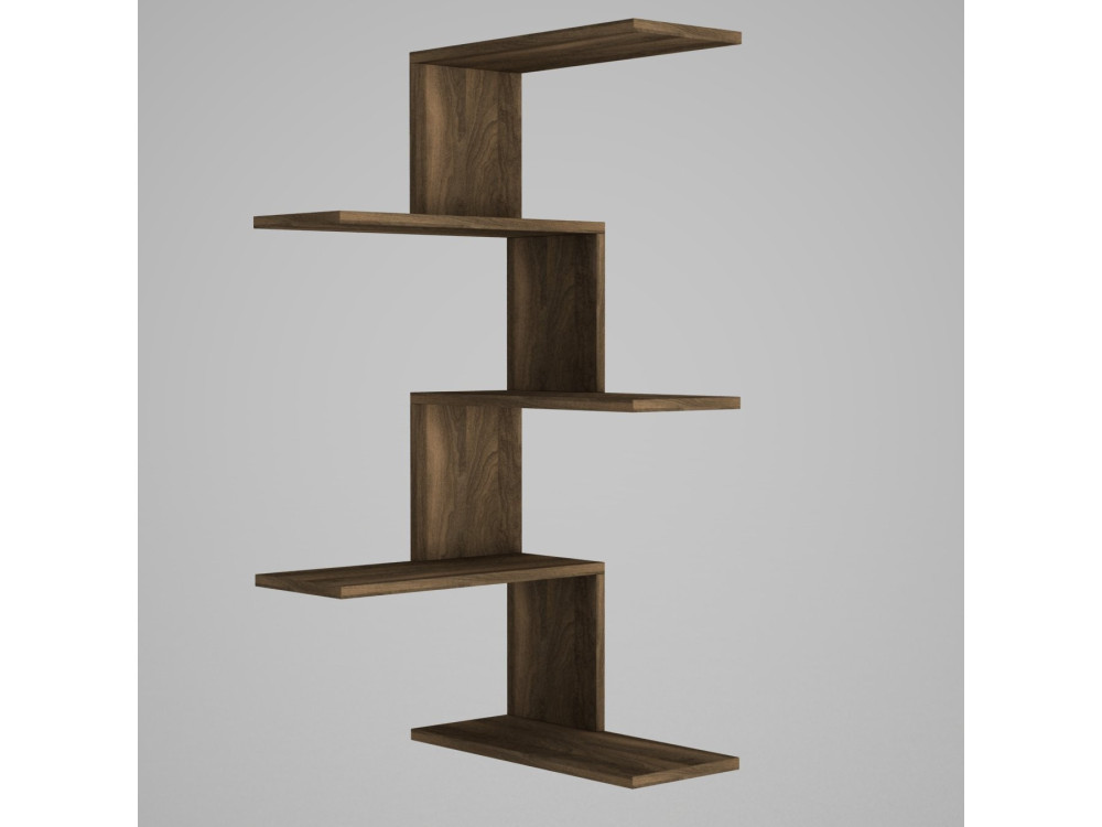 Estantería esquinera de pared de madera "Caniko" - 51 x 29 x 109 cm - Marrón