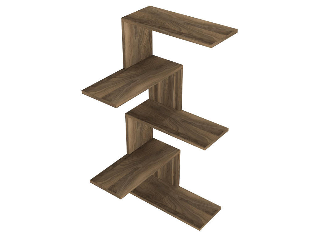Estantería esquinera de pared de madera "Caniko" - 51 x 29 x 109 cm - Marrón
