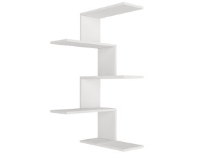 Estantería esquinera de pared de madera "Caniko" - 51 x 29 x 109 cm - Blanco