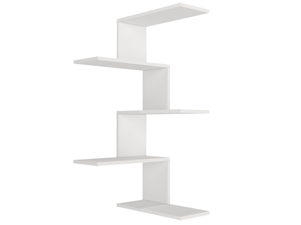 Estantería esquinera de pared de madera "Caniko" - 51 x 29 x 109 cm - Blanco