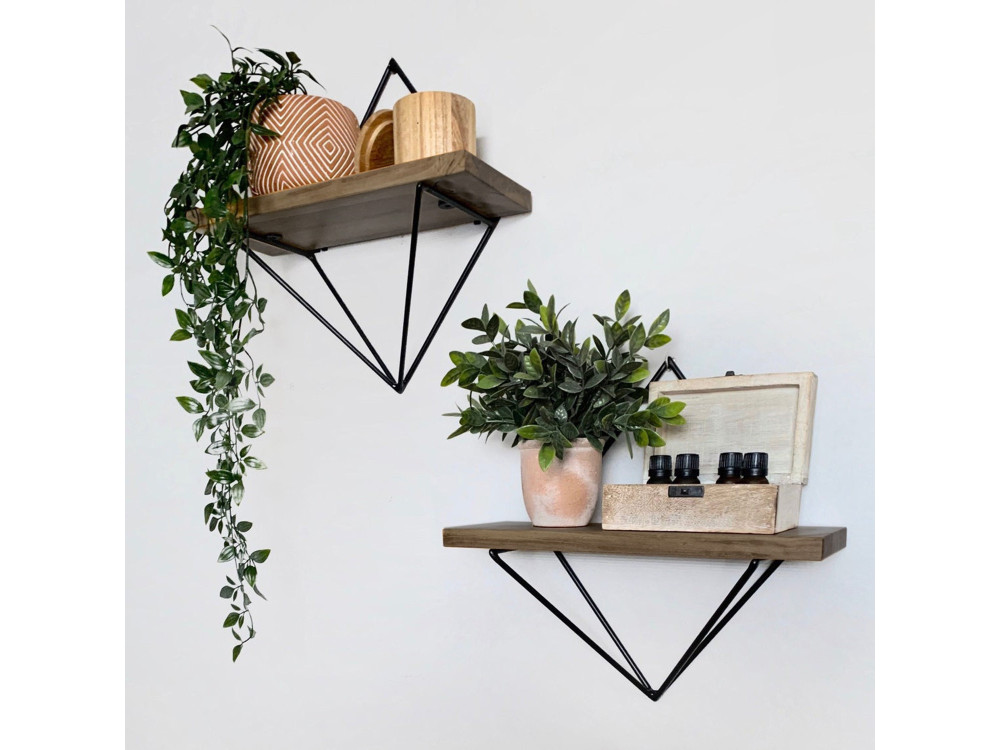 Estantería de pared de madera "WR046" - 30 x 14 x 30 cm - Marrón