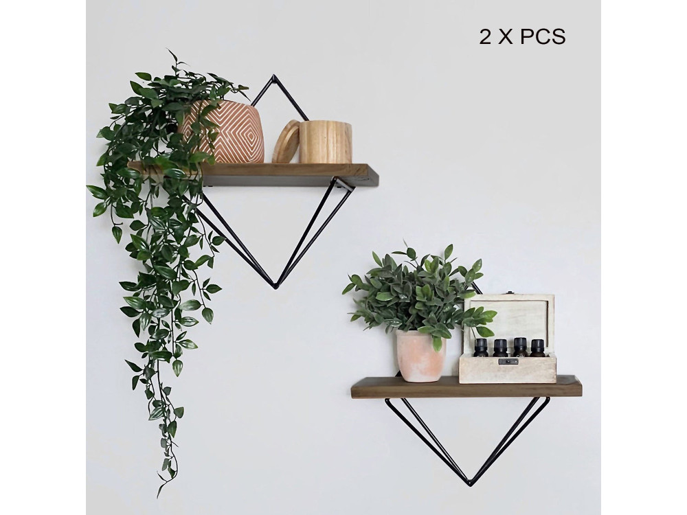 Estantería de pared de madera "WR046" - 30 x 14 x 30 cm - Marrón