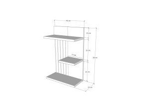 Estantería de pared de madera "Kinik" - 40 x 19 x 60 cm - Blanco
