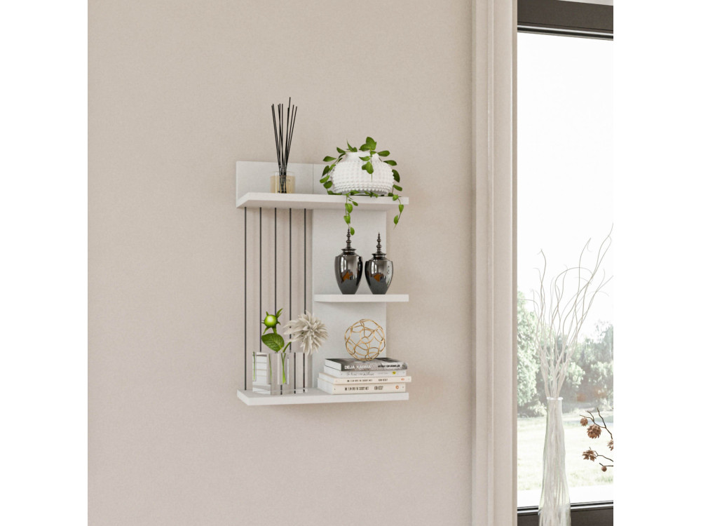 Estantería de pared de madera "Kinik" - 40 x 19 x 60 cm - Blanco
