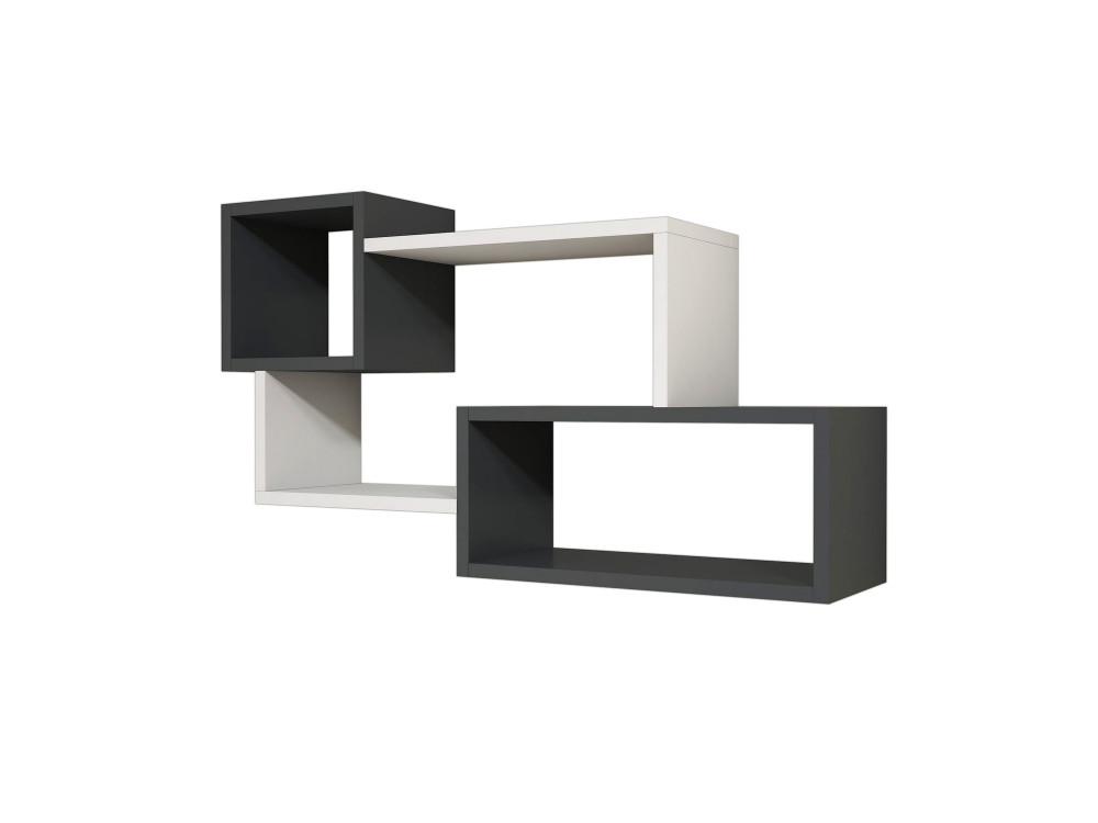 Estantería de pared de madera "Afro" - 90 x 20 x 51 cm - Gris antracita