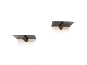 WR042" set de 2 estantes metálicos de pared - 21 x 6 x 15 cm - Negro