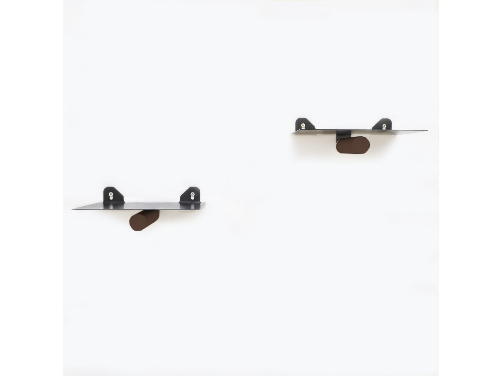WR042" set de 2 estantes metálicos de pared - 21 x 6 x 15 cm - Negro