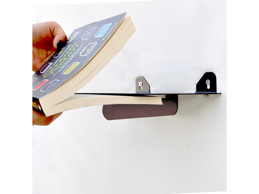 WR042" set de 2 estantes metálicos de pared - 21 x 6 x 15 cm - Negro