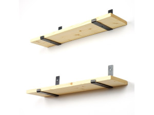Lote de 2 estanterías murales de madera "LAM008" - 60 x 14 x 16 cm - Beige