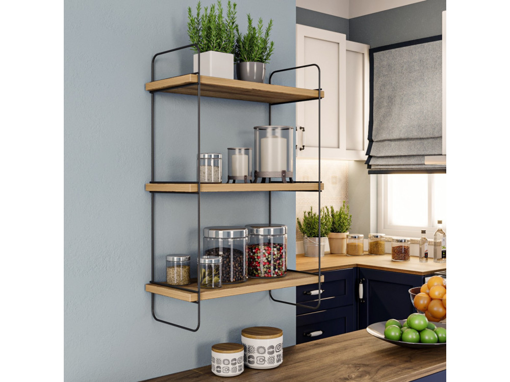 Estantería de pared de madera "Pulalis" - 40 x 20 x 66 cm - Beige
