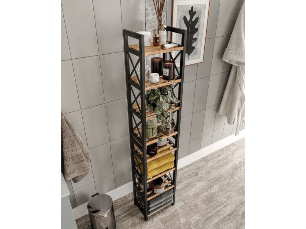 Estantería de madera multifuncional "Mini" 23 x 18 x 128 cm - Negra