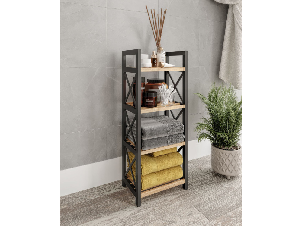 Estante de madera multifuncional "Mini" - 23 x 18 x 64 cm - Negro