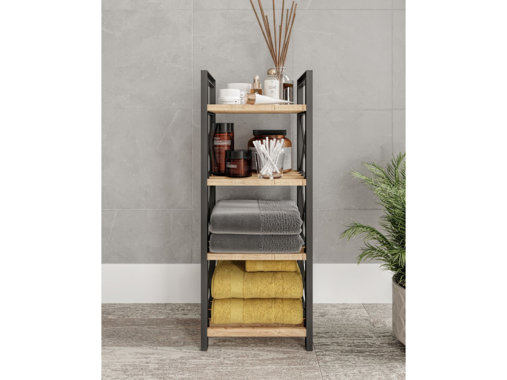Estante de madera multifuncional "Mini" - 23 x 18 x 64 cm - Negro