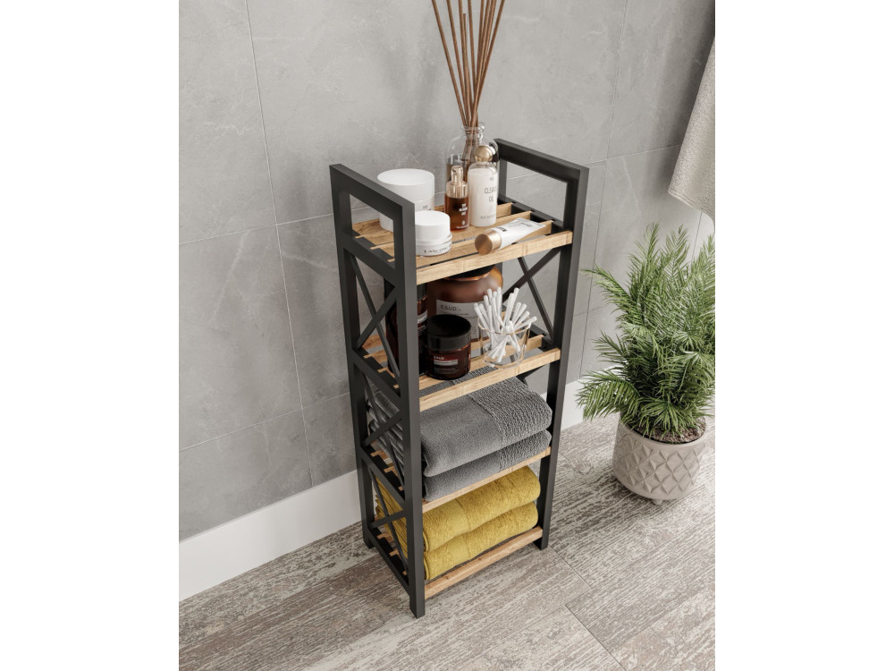 Estante de madera multifuncional "Mini" - 23 x 18 x 64 cm - Negro