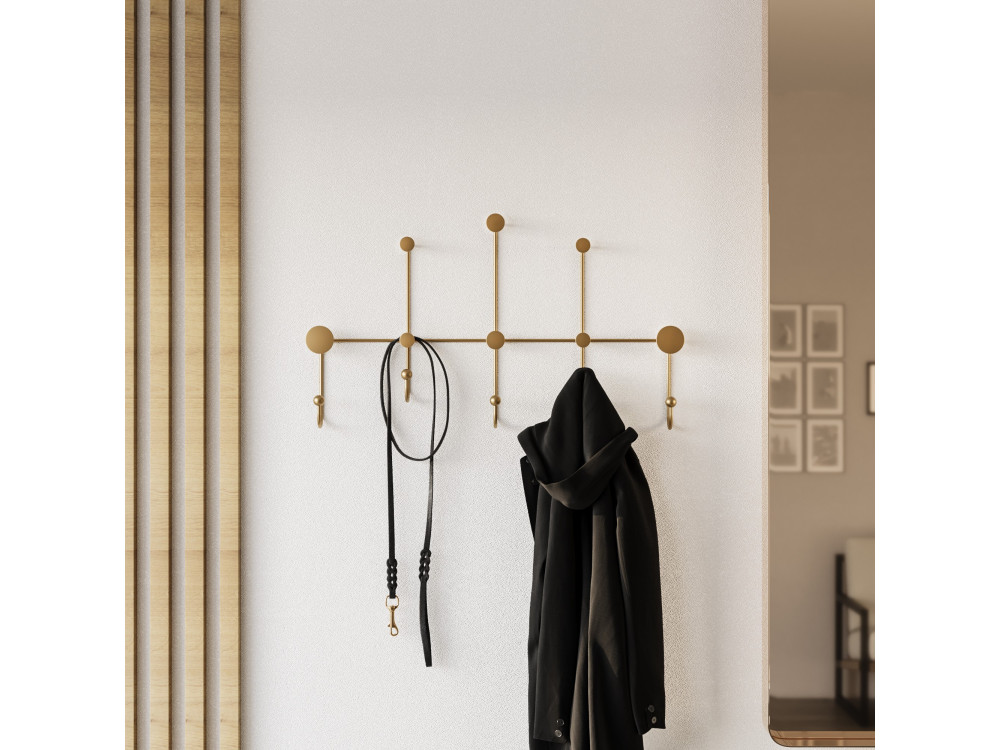Gancho de pared metálico "iyon-A" - 80 x 10 x 45 cm - Oro