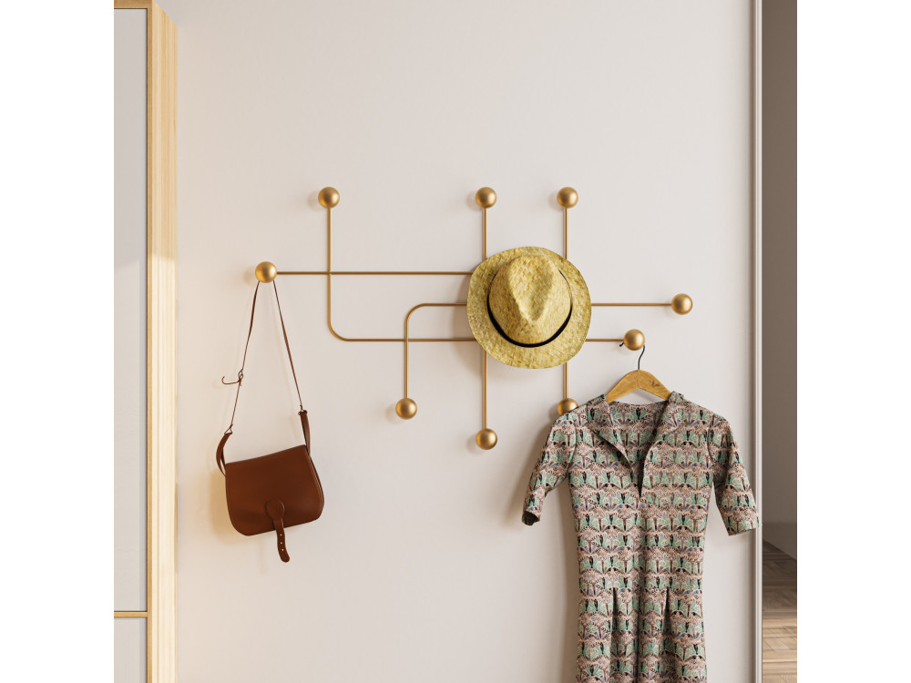 Gancho de pared de metal "Samara" - 107 x 10 x 64 cm - Oro