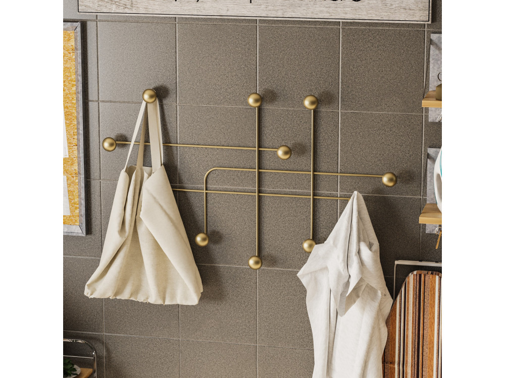 Gancho de pared de metal "Samara" - 107 x 10 x 64 cm - Oro