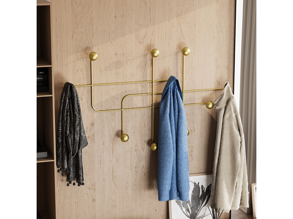 Gancho de pared de metal "Samara" - 107 x 10 x 64 cm - Oro