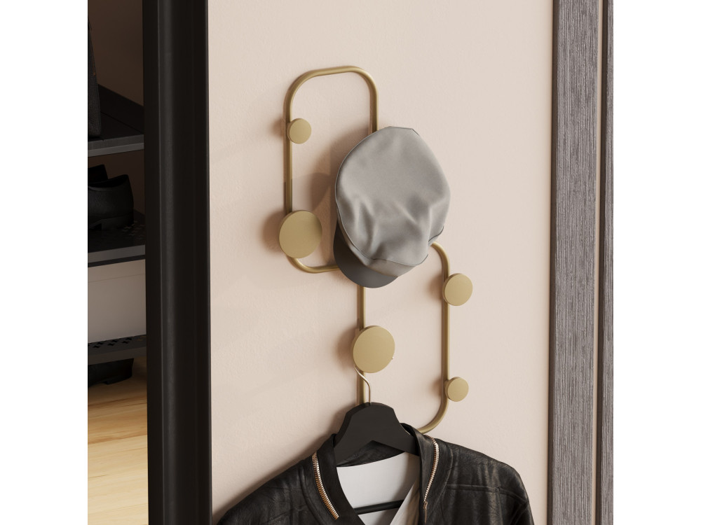 Gancho de pared de metal "Mariquita" - 26 x 5 x 48 cm - Oro