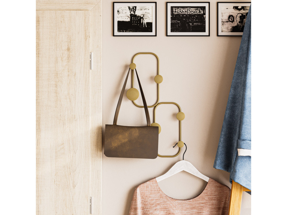 Gancho de pared de metal "Mariquita" - 26 x 5 x 48 cm - Oro