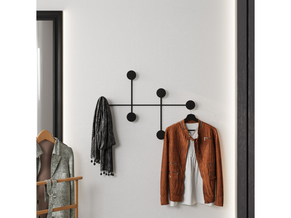 Gancho de pared metálico "Dama" - 82 x 10 x 60 cm - Negro
